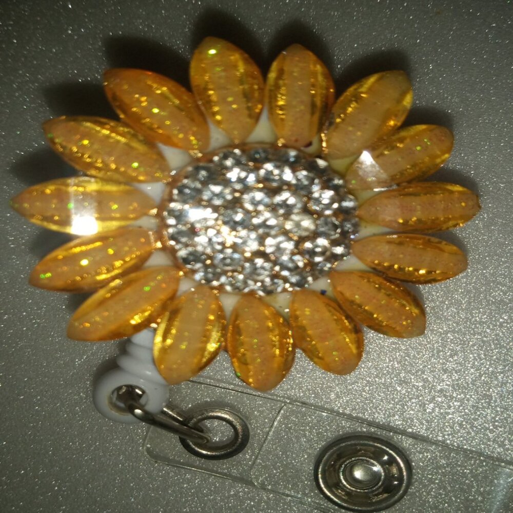 Golden Flower Lanyard Retractable with Alligator clip